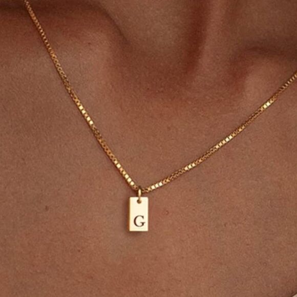 14K Gold Plated Initial l  Necklace - Picture 1 of 6